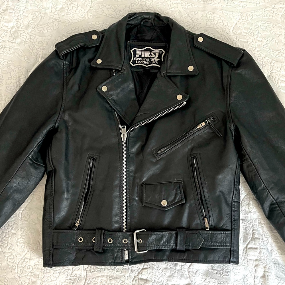 FIRST Brand Genuine Leather Vintage Motorcycle Jacket 🏍️